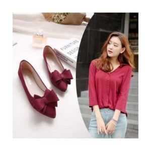 Burgundy pointed toe ballet flats